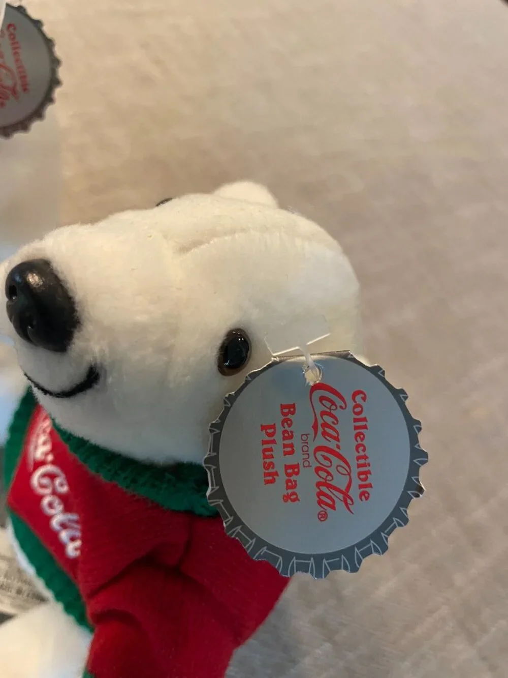 NWT! Vintage Coca-Cola Bear Plush Set of 2 One with Sweater White 1998!